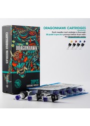 خرطوشة إبرة وشم Dragonhawk RL ، آمنة ومعقمة مع علبة سيليكون للمكياج الدائم