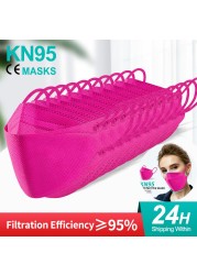 KN95 CE قناع الوجه FFP2 Mascarillas المعتمدة fpp2 الوجه Mascherine قابلة لإعادة الاستخدام الكبار الرجال النساء قناع ملون قناع الأسماك واقية