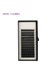 Sung high quality eye lashes false eyebrow extensions 12 lines per tray. No eyelash curl. 4 color dark brown light brown