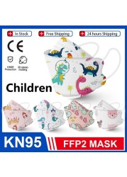 20pcs 3D Cartoon Kn95 Masks Kids N95 Respirator n95mascarillas Enfant Fish 4 Layer Print Dustproof Ffp2 Children Christmas Mask