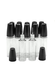 100pcs 10ml 15ml 20ml PET Transparent Vial With Thin Tip Long Dropper Bottle For Oil Accessories Empty Liquid Jar