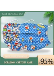 New adult 50pcs cartoon Doraemon cartoon pattern printing thick 3-layer protective comfortable breathable disposable mask