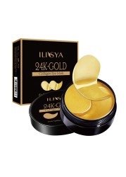 Ilisya 60pcs-Gold Collagen Eye Mask Seaweed Green Algae Eye Patches for Dark Circle Moisturizing Anti-Wrinkle Nourishing Eye Palette