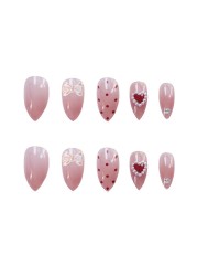 24pcs pearl clothes long paragraph fashion manicure patch false nails saving time wearable gel nail patch TY