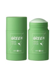 Green Tea Mask Solid Face Mask Oil Control Stick Moisturizing Cleaning Mask Acne Treatment Blackhead Removing Pores Purifying