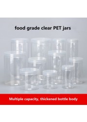 Wholesale 50pcs clear empty plastic cosmetic jars PET food jar makeup container with plastic lid food cans