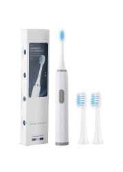 Electric Sonic Toothbrush Rechargeable Teeth Whitener IPX7 Waterproof Remove Yellow Tartar Teeth With 3 Replacement Heads