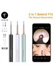 Bebird T15 R1 البصرية الأذن الأنظف الرعاية الصحية Minifit 2in1 حب الشباب الشمع أداة إزالة الصواميل HD1080P منظار الأذن IP67 مقاوم للماء المنظار