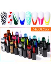 LILYCUTE 14 Colors 5ml Polish Line Gel Kit Nail Art Design UV/LED Nail Polish Drawing Polish DIY Painting Varnish Liner Gel