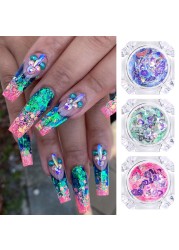 1 Box Nail Chips Sequins Paillette Crystal Nail Glitter Shining Pigment Dust Powder Nail Decoration Manicure Holographic Power