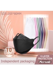 10pcs/bag Kn95 Mask Korea Adult Face Mask 4 Layers Repeat Breathing Protective Fashion Morandi Color Mouth FFP2 Mascarillas