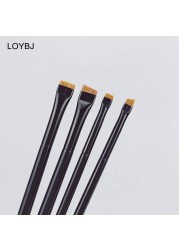 Loebig Professional Eye Makeup Brushes Flat Eyeliner Brush Angled Eyebrow Cosmetic Brush Outline Super Fine Make Up Brushes Set