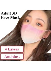 Adult Gradient Disposable Face Masks 3D Stereo Face Mouth Cover 4 Layers Dustproof Breathable Mascarillas Women Morandi Masque