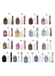 Portable 1oz Refillable Empty Travel Bottles With Keychain Holder Wristlet Set Keychain Bottle Container With Flip Caps