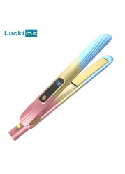 Hot Electric Hair Curler 2 in 1 Hair Crimper Straightener Wafer Curling Iron Wand LCD Display Temperature Adjust Gift Recommend