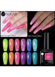 ur sugar fluorescent reflective gel nail polish neon yellow pink red glitter semi permanent soak off uv led nail polish