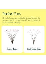 Tapered Loose Base Premade Fans Lash Eyelash Extension 6D 7D 10D Thin Tapered Stem Lash Premade Size Fans