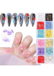 3D Acrylic Flowers Mix Bead Nail Jewel Nail Jewelry Nails Trims Manicure Pearl Flower Five Petal DIY Nail Art