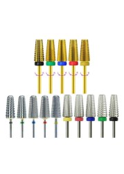 New 5 in 1 Tapered Carbide Nail Drill Bits Two-Way Carbide Drill Bits Accessories Milling Cutter for Manicure Left and Right Hand