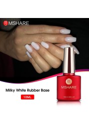 MSHARE - milky white gel nail polish, rubber base, nude, pink, brown, soak, builder gel, varnish, 10ml