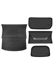 For Tesla Model Y 2022 2021 2020 Floor Mats Plain TPE Full Set Trunk Franc Mat Cargo Tray Liners Lower Cabin Car Boot Mats