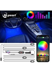 NLpearl RGB غالاكسي LED سيارة المحيطة الداخلية ضوء Usb السجائر مع App التحكم عن بعد السيارات القدم جو مصباح الزخرفية