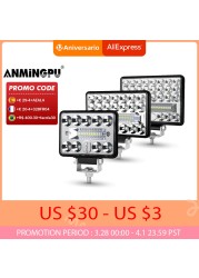 ANMINGPU-شريط إضاءة LED للطرق الوعرة ، مصباح كشاف ، مصباح عمل ، شاحنة ، جرار ، 4x4 Atv ، قارب ، سيارة ، 12 فولت ، 24 فولت ، 4 "، 5" ، 6"