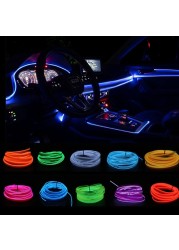 Auto Atmosphere Lamp Car Interior LED Strip Light Decoration Garland Wire Rope Tubular Line Flexible Neon Light USB Drive