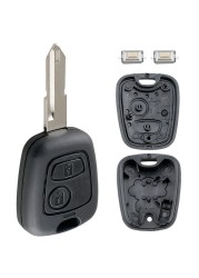 2 Buttons Car Remote Key Shell Fob Key Case With 206 Key Blade Micro Fit For Peugeot 106 107 206 207 306 307 406 407