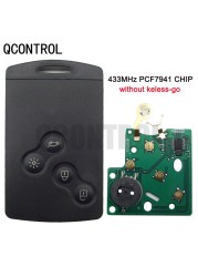 QCONTROL 4 أزرار سيارة مفتاح بعيد دعوى لرينو ميجان 433MHz PCF7941 رقاقة دون مفتاح الذهاب