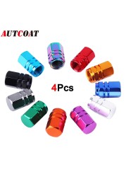 AUTCOAT 4pcs Aluminum Car Wheel Tire Valve Caps Tire Rim Stem Covers AirDustproof Waterproof for Cars Motorcycles Trucks Bikes