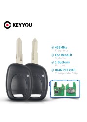 KEYYOU 1 زر 433Mhz سيارة مفتاح بعيد صالح لرينو كليو ماستر توينجو كانجو تقطيعه NE73 VAC102 شفرة ID46 PCF7946 رقاقة قذيفة