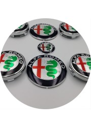 7pcs New Alfa Romeo Emblem 74mm Hood Trunk Steering Wheel Badge 60mm Center Cap Wheel Logo Brera 159 SW New Spider Giulietta