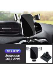 Car Jeep Renegade Cell Phone Holder Air Vent Clip GPS Navigation Gravity Car Accessories 2016 2017, 2018, 2019