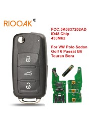 434MHz Key ID48 Remote Key Chip For Volkswagen Polo Sedan Golf 6 Passat B6 Volkswagen Touran Bora 5K0837202AD