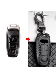 ABS Carbon Fiber Car Key Case Cover For Audi A3 A4 B9 A6 C8 A7 S7 4K A8 D5 S8 Q7 Q8 SQ8 E-tron 2018 2019 2020 2021 Accessories