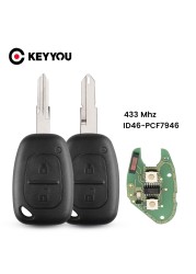 KEYYOU 2 Button Car Remote Key 433mhz ID46-PCF7946 Chip For Renault Traffic Master Vivaro Movano Kangoo Ne72 VAC102 Blade