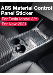 Matte White Carbon Fiber Central Control Decorative Strip For Tesla Model 3 Decorative Panel Cover Protective Patch Model Y 2021