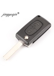 jingyuqin 434Mhz ASK FSK 2 Button Flip Remote Key Fob For Citroen C2 C3 C4 C5 C6 C8 Xsara Picasso CE0523 Ce0536 VA2/HCA Blade