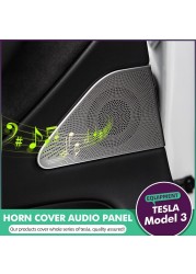 Tesla Model 3 2pcs Set Stainless Steel Horn Hood Loudspeaker Cover Decorative Sequins For Tesla Model Three Accessories