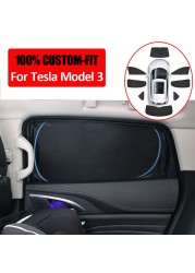 Sunshade For Tesla Model 3 2022 Car Accessories Side Window Sun Shade Privacy Louver Blinds Shade Net Rear Windshield