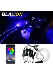 سيارة EL النيون قطاع ضوء سيارة المحيطة ضوء الصوت التحكم ضوء RGB LED ديكور السيارات جو مصباح مع ولاعة السجائر 12 فولت