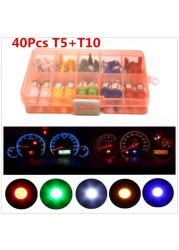 40pcs Car Instrument Lamp T5 T10 LED Car Dashboard Indicator Light LED 5050 Bulb SMD Car Atmosphere Ambient Interior Light 12V