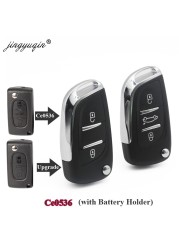 jingyuqin - Car Remote Key Case, Adjustable, For Peugeot 2/3, 307, 408, Citroen C2, C3, C4, C5, HU83/VA2, CE0536 Blade, 308 BTN