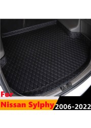 Sengayer Car Trunk Mat All Weather Auto Tail Boot Luggage Pad Carpet High Side Cargo Liner Fit For Nissan Sylphy 2006 2007-2022