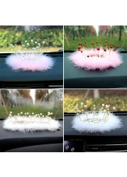 High-grade pearl feather car anti-slip mat dashboard mat perfume seat cushion mobile phone storage mat interior accessories