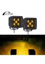 Luyoo 3 بوصة LED مكعبات ضوء 12 فولت 24 فولت العنبر 3000K Led قضيب مصابيح عملي لشاحنة سيارة Atv 4x4 UTV قارب بقعة القيادة الطرق الوعرة الضباب الخفيف