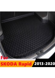 Sengayer Car Trunk Mat All Weather Auto Tail Boot Luggage Pad Carpet High Side Cargo Liner Fit For Skoda Rapid Sedan 2013-2020