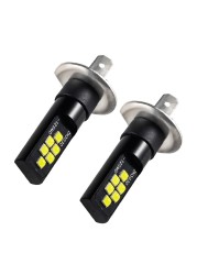 2pcs Super Bright H1 Led Fog Bulbs Running Light 6000K White 3030 12SMD 1200Lm Universal Canbus Car Fog Lamp Front Head Light