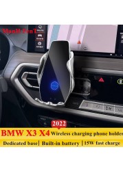 For BMW X3 X4 IX3 2022 Car Phone Holder Air Vent Wireless Charger 360 Rotating Navigation Bracket Support GPS